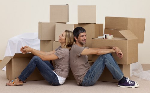Packed furniture and boxes prepared for long-term storage in Hammersmith